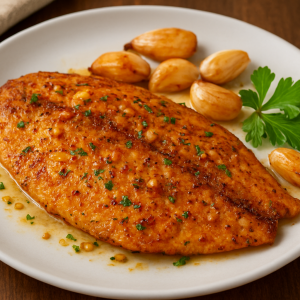 Filete de tilapia al ajillo
