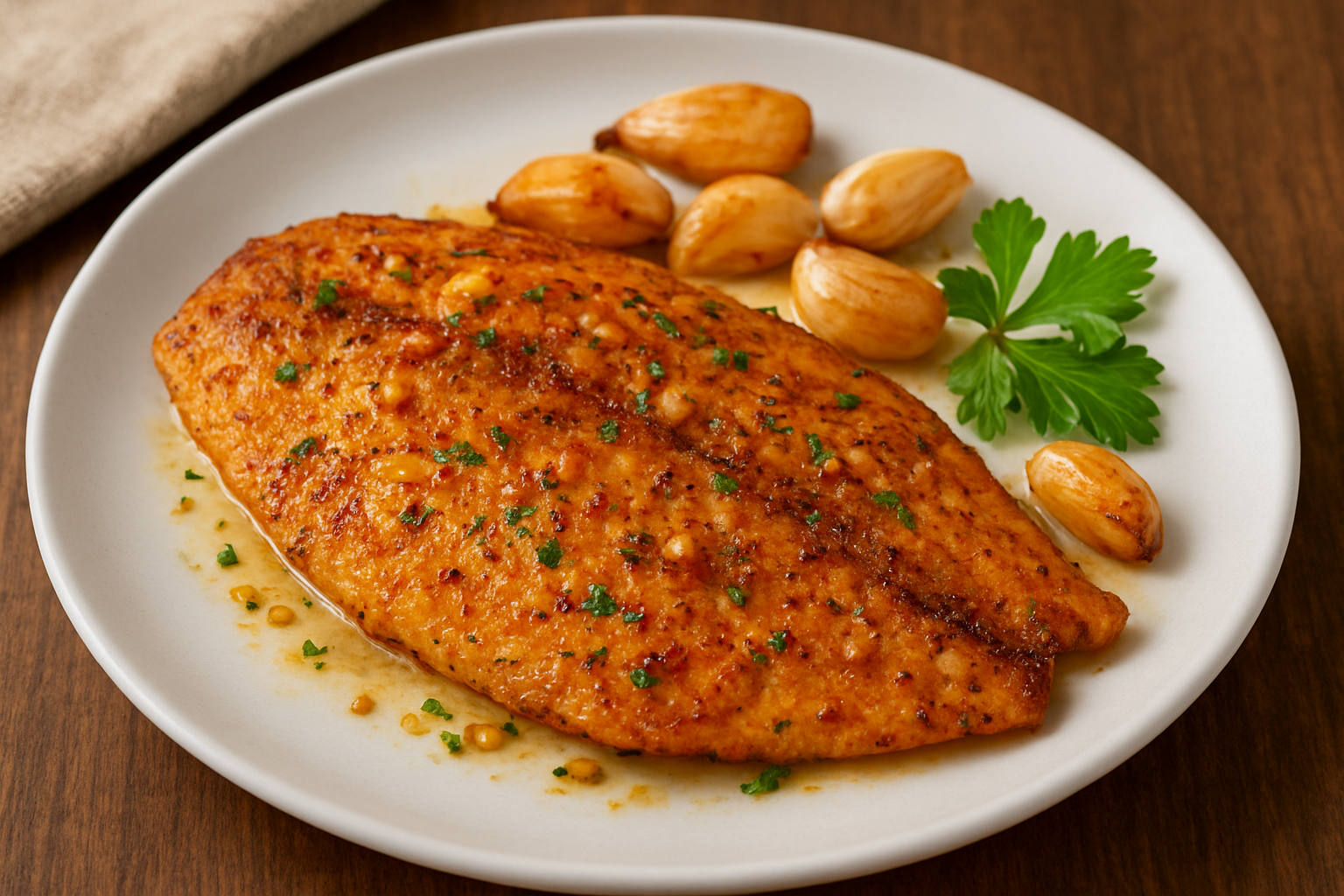 Filete de tilapia al ajillo